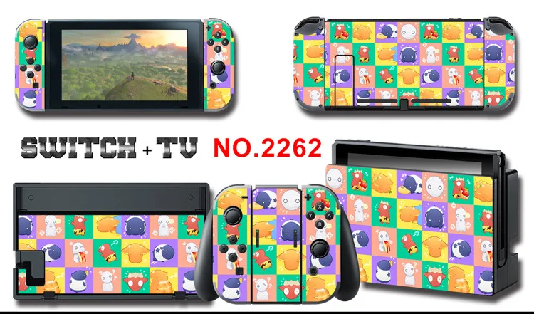 1set New Cute Anime Full Body Sticker for NS Switch Protective Cover Skin Colorful Art for Game Console Joy-Con Controller Decor
