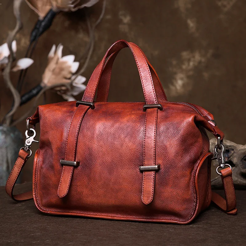 Ladies Genuine Leather Shoulder Bag Large Capacity Vintage Women's Handbags Luxury Hobos Design Women Business Trip Big Tote Bag