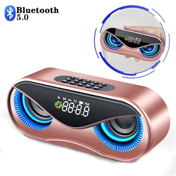 

Intelligent Bluetooth Speaker LED Light Cool Hawkeye Design Rose Gold Loudspeaker FM Audio USB Wireless Bass Computer Speaker