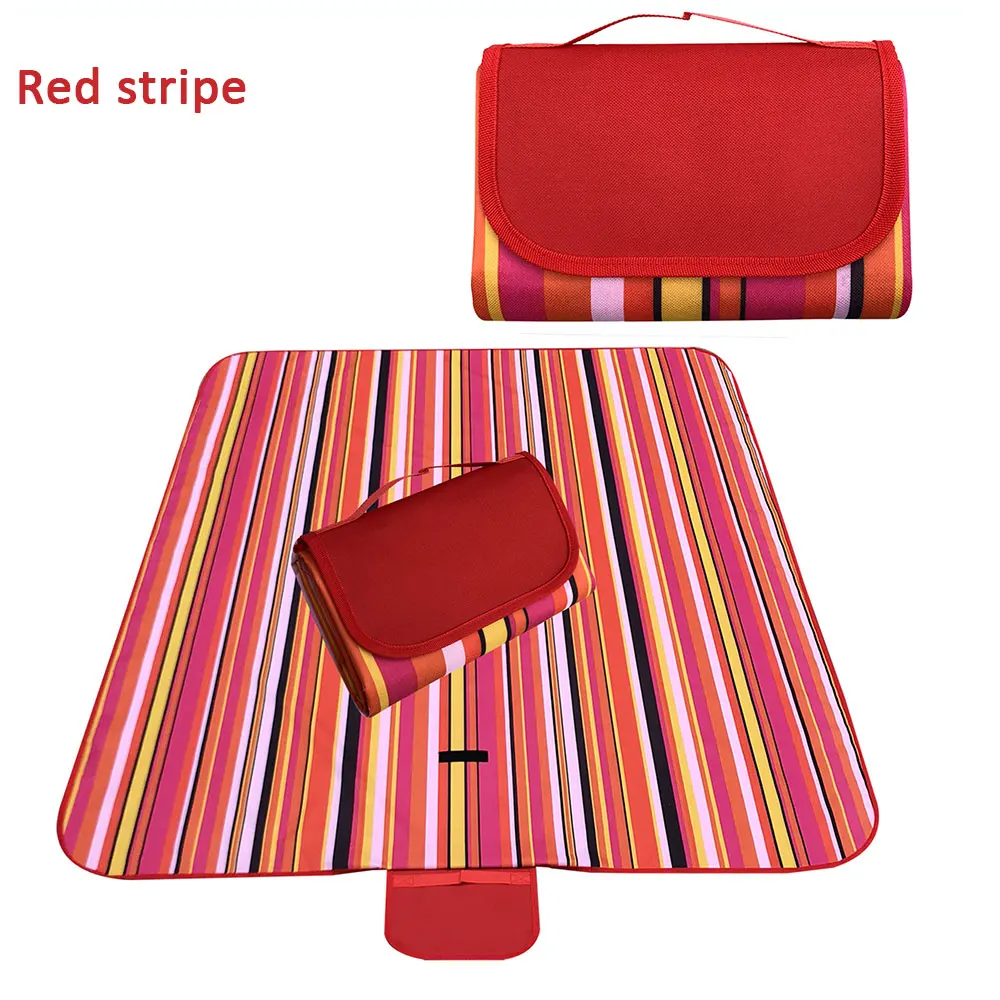 red stripes Practical Outdoors Tent Cloth Moisture Resistant Pad Picnic Pad Travel Multifunction Camping Mat Stripe Picnic Mat Sturdy - Color: red stripes