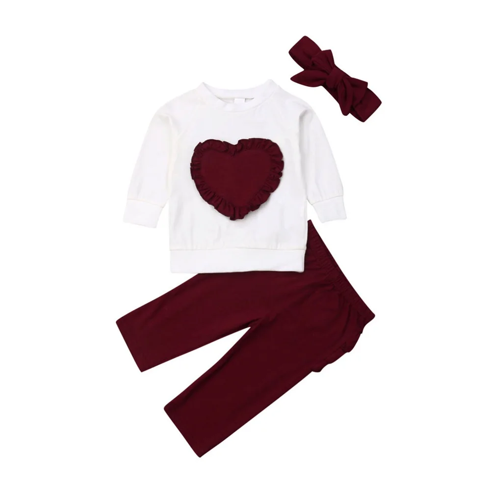 Emmababy комплект одежды из 3 предметов для маленьких девочек, Осенний хлопковый свитер с длинными рукавами Топы, штаны повязка на голову