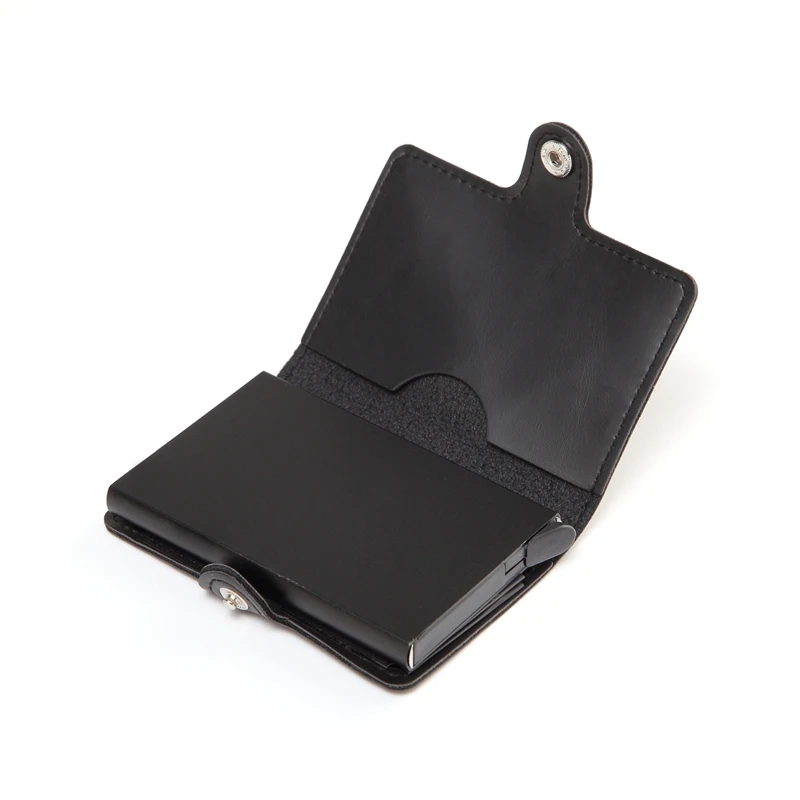 Мужской кошелек металлический держатель для Карт RFID алюминиевый сплав держатель для кредитных карт wo мужской кожаный кошелек Противоугонная Автоматическая открытка-раскладушка кошелек