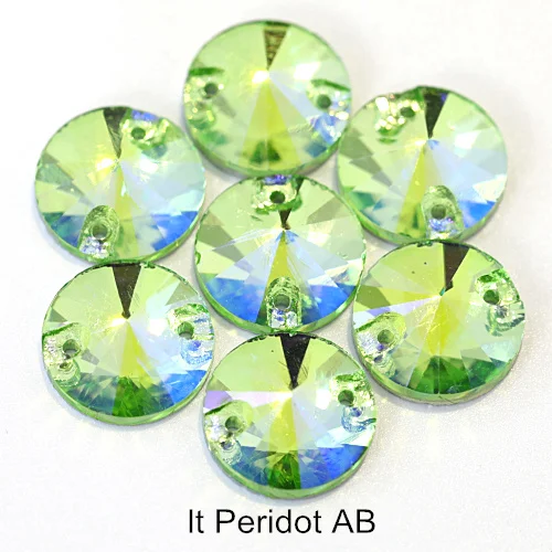 lt Peridot AB Красочные стразы круглые пришивные стразы с плоской задней стороной круглый стакан Rivoli стразы Украшения для свадебного платья E7050 - Цвет: lt Peridot AB
