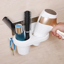 

Hot Magic No Trace Stickers Wall-Mounted Storage Racks Creative Suction Cup Hair Dryer Holder Comb Rack Stand Bathroom Supplies