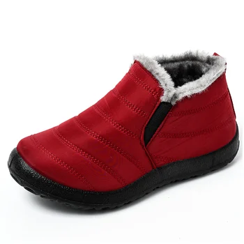 Botas de nieve ligeras para Mujer, botines informales sin cordones, calzado de felpa, para invierno