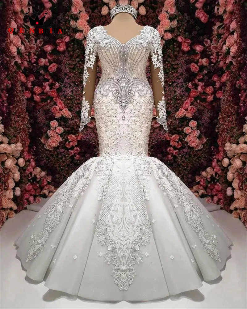 long sleeve diamond wedding dress