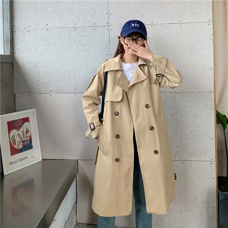 Photo Shoot Autumn Clothing New Style Popular Trench Coat Women's Loose-Fit Mid-length over-the-Knee British Style Early Au