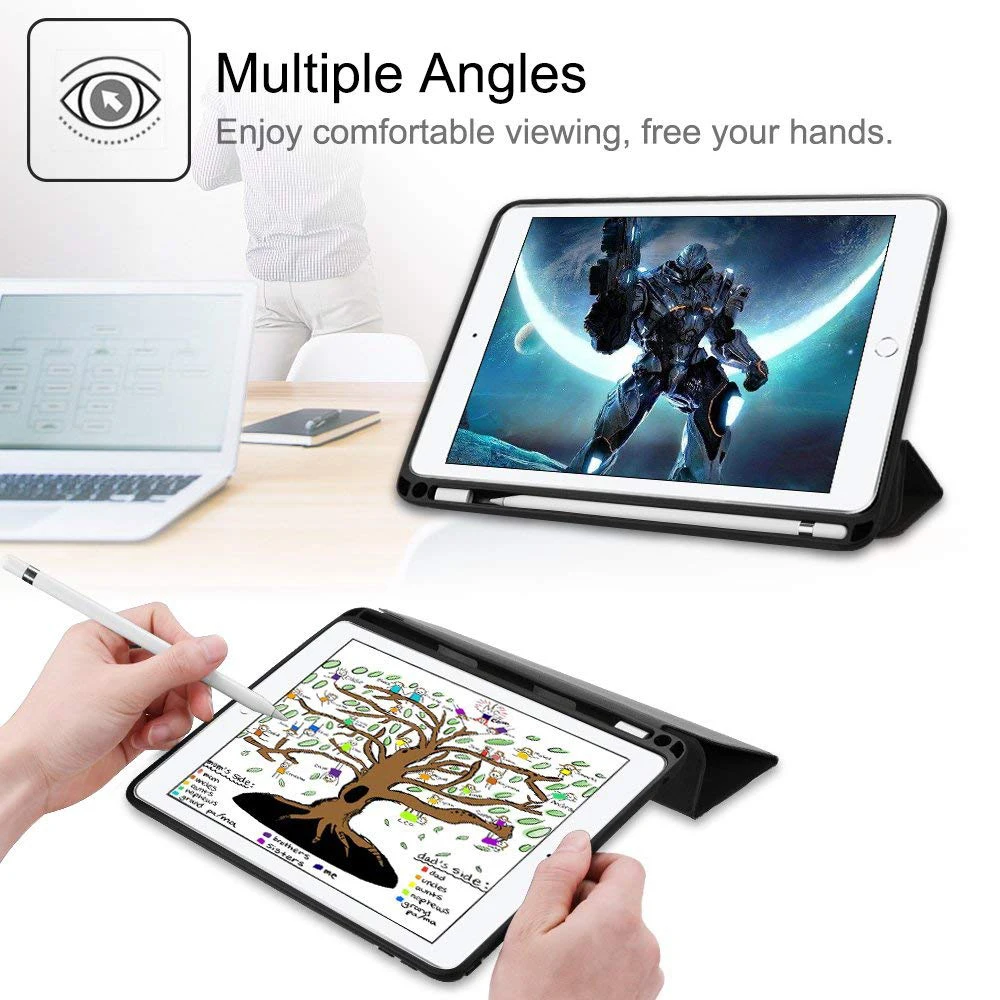 Чехол для нового iPad mini 5, 7,9 дюйма, дюйма, с держателем для карандашей, умный чехол из искусственной кожи, тканевый силиконовый чехол для iPad mini 4 Funda
