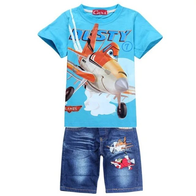 Детские летние комплекты одежды для мальчиков с человеком-пауком; детская футболка; джинсовые шорты для маленьких мальчиков; комплект спортивной одежды из джинсовой ткани - Цвет: SkyBlue