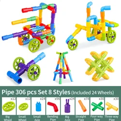 Creative Water Pipe Building Blocks for Kids - Educational Montessori Construction Toy Gift (306  Pieces)