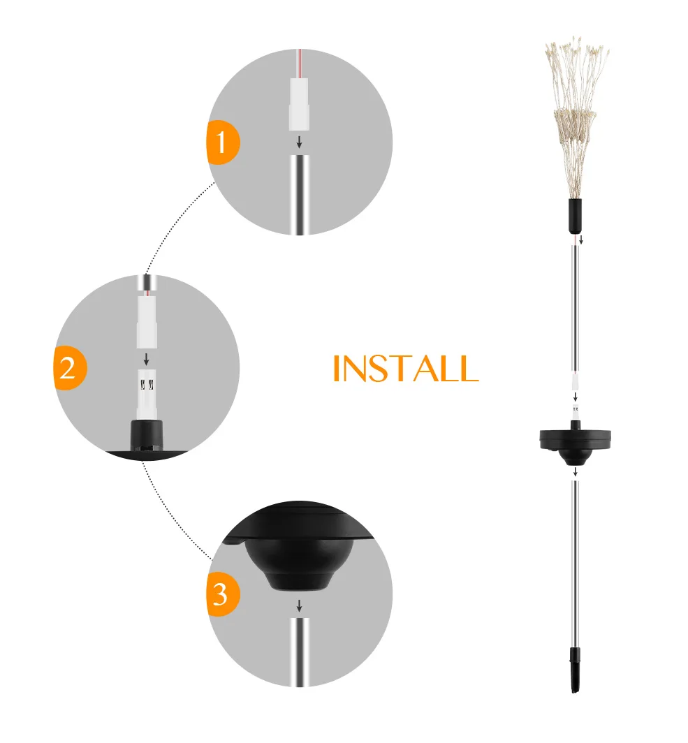 LED Solar light 120leds Solar Powered Outdoor Garden Grass Fireworks Lamp Eight Function Modes Dandelion Lawn lights Waterproof