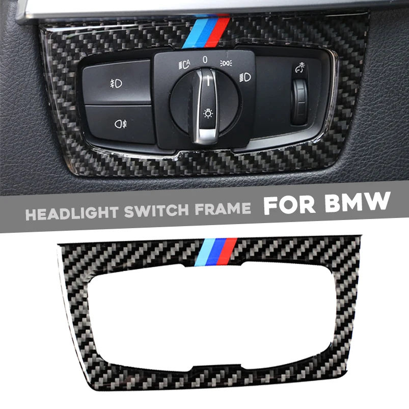 Real Carbon Fiber Car Headlight Switch Decorative Frame Sticker Trim for BMW 3Serise F30 GT 328i Series 13-18 | Автомобили и