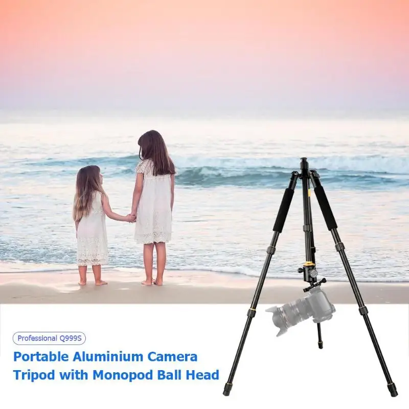  QZSD Q999S Travel Tripod Portable Professional Aluminium Camera Multi-function Dexterous Reverse Ac