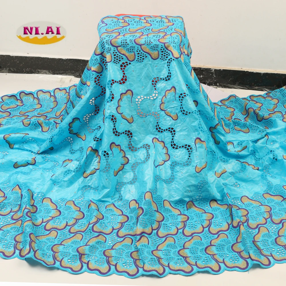 

NIAI nigerian lace Bazin riche getzner fabrics tissu french cotton african lace fabric 2020 high quality lace sewing XY3349B-4