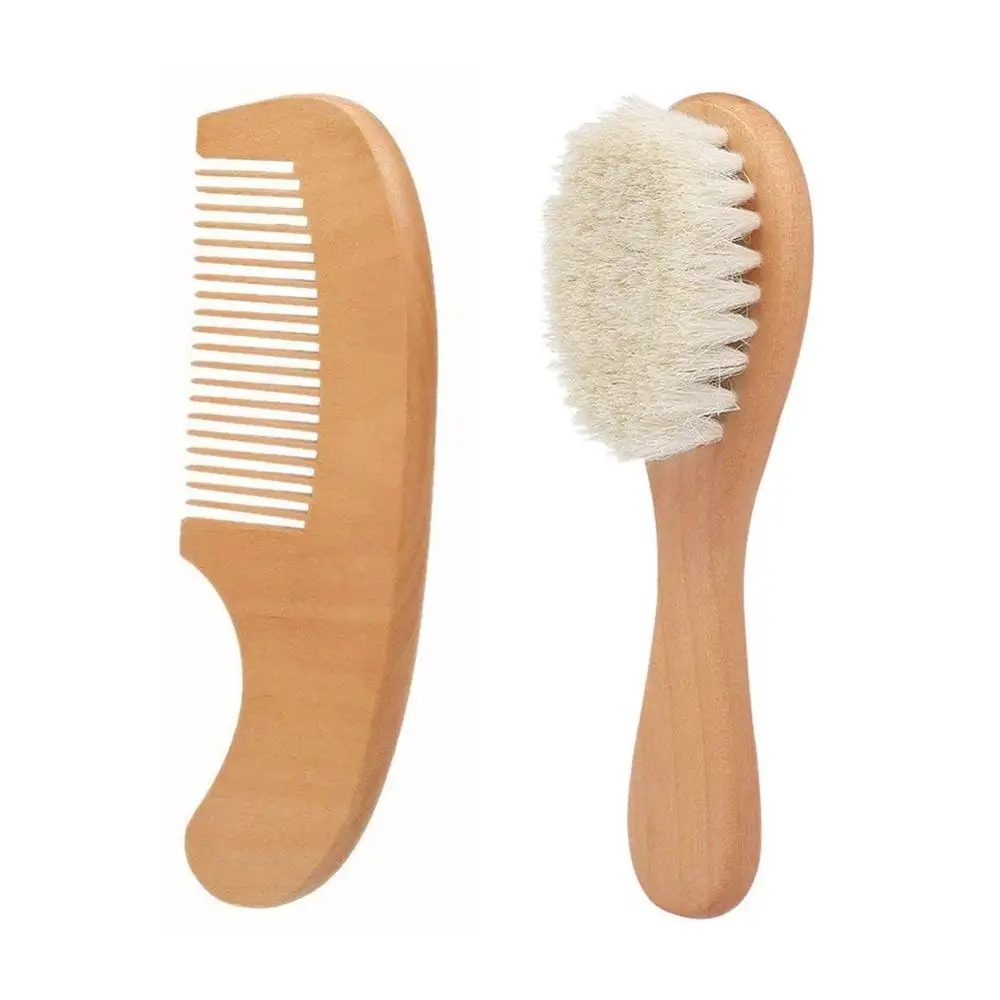 

Baby Natural Wooden Comb Wool Hair Brush Newborn Infant Head Massager Natural Safety Material For Baby's Care Health