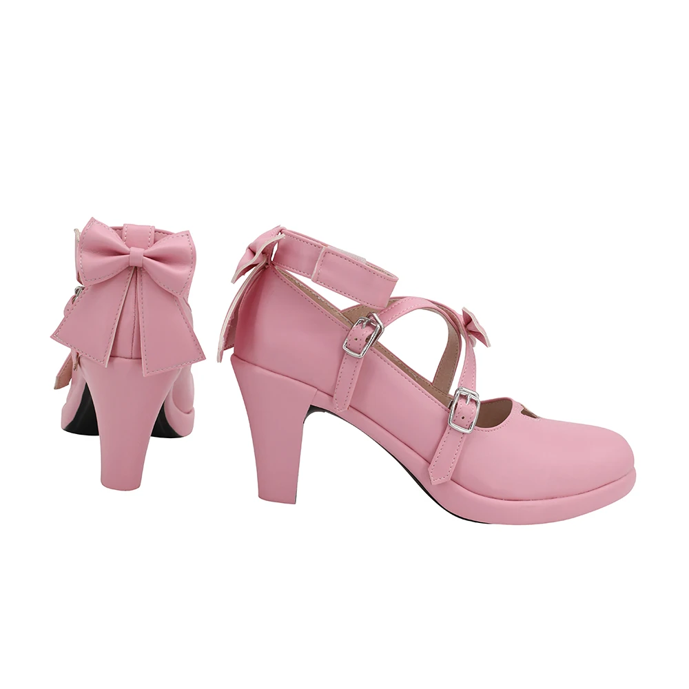 Nekopara Chocola Cosplay Shoes Pink High Heel Sandals Custom Made Any Size for Halloween Party Cosplay Accessories (4)