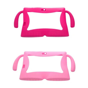 

2Pcs 7 Inch Soft Silicone Gel Cover Case for Q88 Android Kids Children Tablet PC A13 Pink & Rose Red