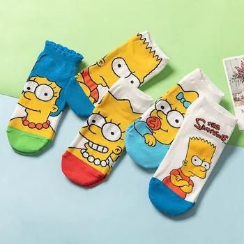 

Socks Women Streetwear Cartoon Simpsons Socks Set Harajuku Kawaii Cute Socks Pack Cotton Funny Sock Woman Sox 5 Pairs 1 Lot Sox