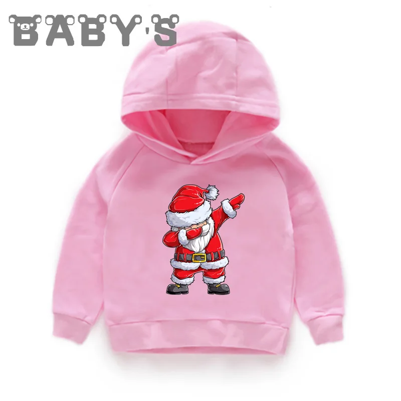 Children Hooded Hoodies Kids Christmas Dabbing Santa Cartoon Sweatshirts Baby Pullover Tops Girls Boys Funny Clothes,KMT5112 - Цвет: 5112C-Pink