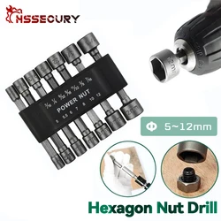 14 pçs hexagonal porca driver broca hexagonal chave de fenda hexagonal soquete manga parafuso bicos porca conjunto 5 12mm adaptador brocas conjunto de ferramentas