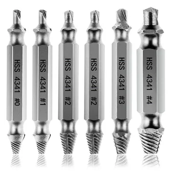 

6 Pcs Screw Remover, Damaged Screwdriver Set, Broken Bolt Screw Remover, Screw Deburrer, Manufactured from H.S.S. 4341 #