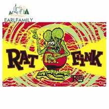 EARLFAMILY 13cm x 8,1 cm coche pegatina Rat Fink estroboscópica Banner RNV etiqueta JDM creativo modificado pegatinas de tronco de vinilo gráfico Original