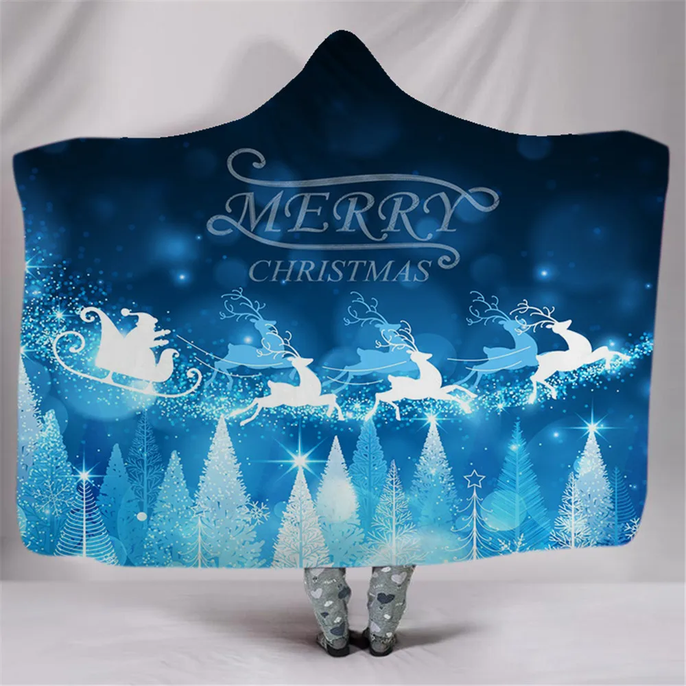 

3D Blankets Snowman Christmas Hooded Blanket 3D Printing Home Adults Kids Wearable Hooded Blanket Portable