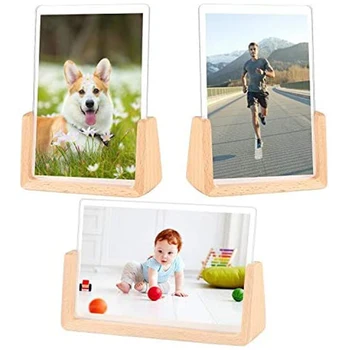 

Picture Frame Set of 3 Solid Wood Acrylic Photo Frame Vertical Horizontal Highly Definition Glass Display Pictures
