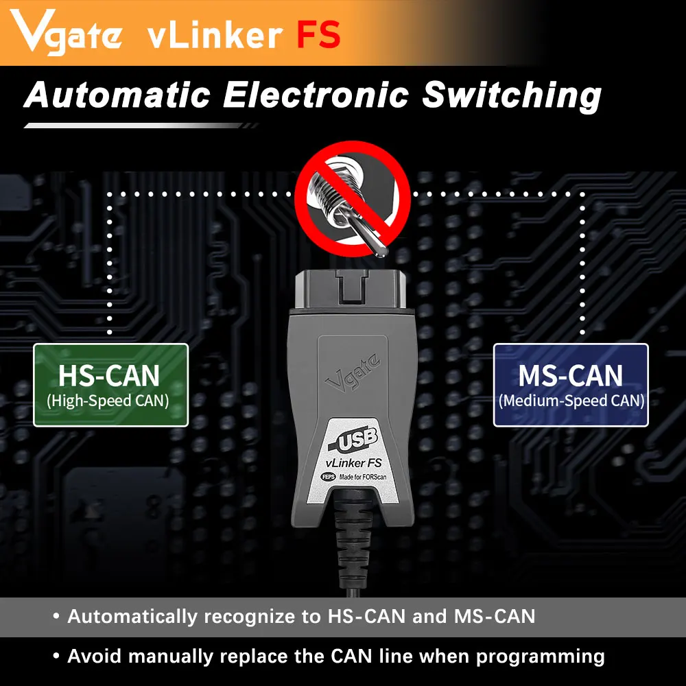 Vgate vLinker FS ELM327 For Ford FORScan HS/MS-CAN ELM 327 OBD 2 OBD2 Car Diagnostic Scanner Interface Tools OBDII For Mazda portable car battery charger