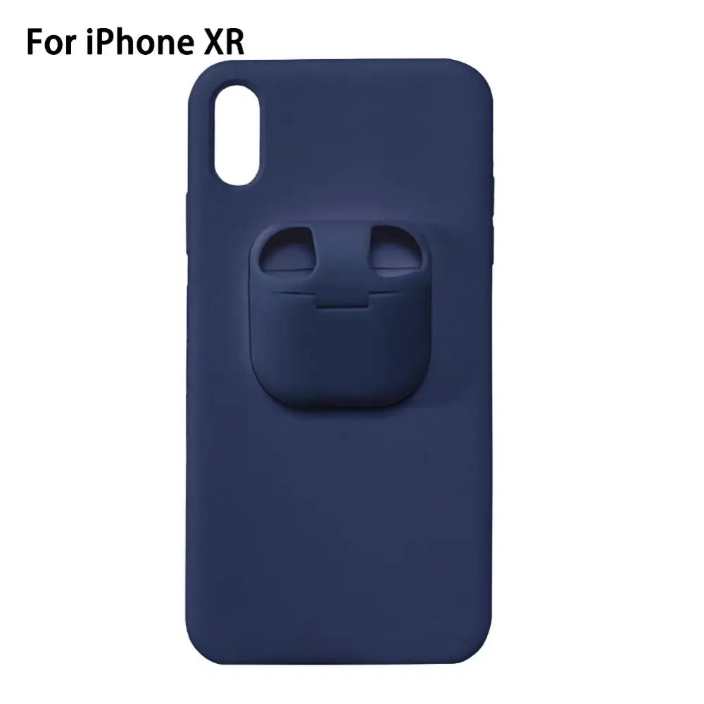 Drak blue XR 3 цвета, 6 моделей, 2 в 1, коробка для хранения наушников, подходит для 11 Pro XR X XS Max, беспроводная bluetooth гарнитура, чехол для телефона - Цвет: Drak blue XR