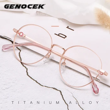 

2020 New Women Titanium Alloy Eyeglasses Frame Lady Vintage Oval Optical Prescription Myopia Glasses Frame Female Eyewear