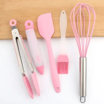 

Silicone Baking 5 Pcs Stainless Steel Whisk Removable Food Clamp Hanging Design Kitchen Tools