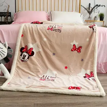 

Disney Cartoon Minnie Mouse Fleece Lamb Fleece Four Seasons Warm Children's Blanket Kids Children Throw Sofa Mat Sheets Gift