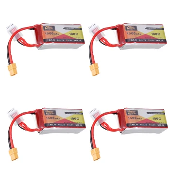 

4PCS ZOP 14.8V 1500mAh 100C 4S Lipo Battery for Shen Drones Squirt V2 RC FPV Racing Drone RC Quadcopter RC Parts w/ XT60 Plug