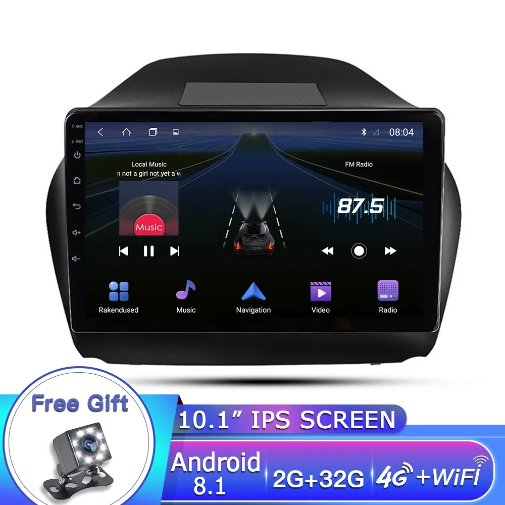 EKIY " ips Android 8,1 2 Din Автомобильный мультимедийный плеер авторадио стерео для hyundai IX35 2010- gps Автомобильный Радио с dvd-плеером - Цвет: C10-TS8-2-32-4G-WIFI