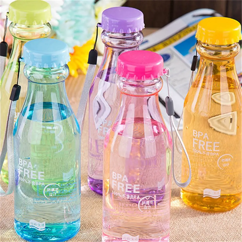 Creative Summer Student Portable Water Glass Plastic Water Bottle Lovers Cup Leak-proof Unbreakable Frosted Steam Bottle