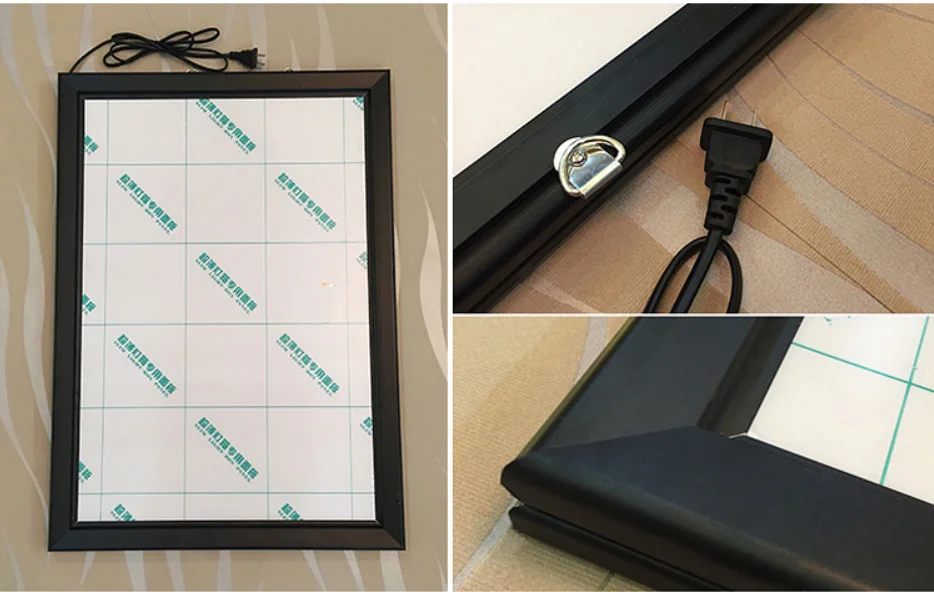 Placa de Publicidade de Alumínio Moldura na Cor Caixa de Luz Menu do Restaurante Indoor Levou Preta Display Led a1 Frete Grátis 2 Módulos de LED