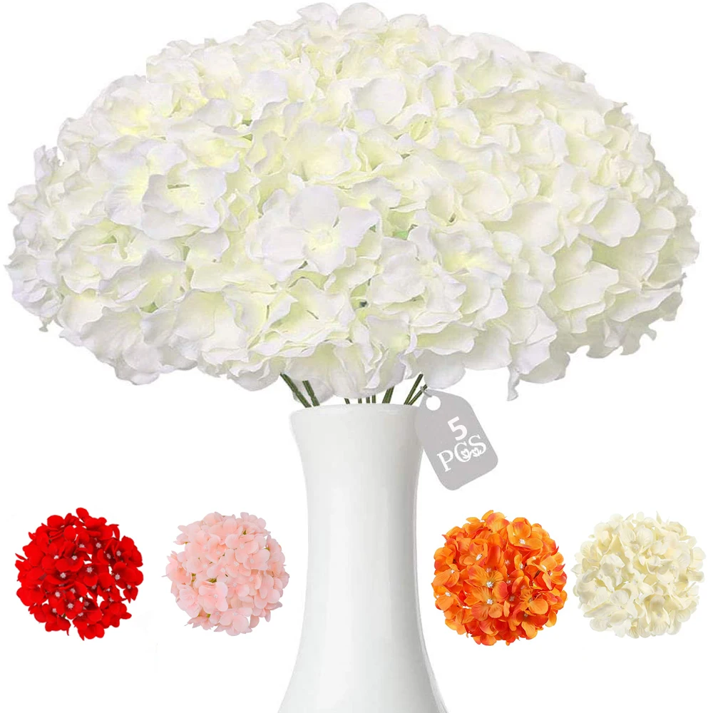 Hot Sale 5 Heads Artificial Silk Hydrangea Heads Artificial Flowers