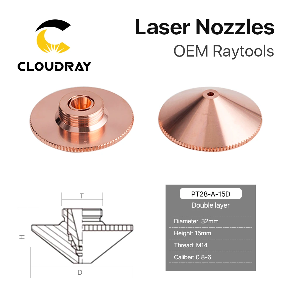Cloudray Raytools Dia.32mm H15 Caliber 0.8-6.0 Single/Double Layers Welding Laser Nozzles for Fiber Laser Cutting CNC Machine