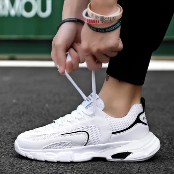 

Men Shoes Mesh Breatheable Lace-Up Casual Walking Sports Shoes Light Weight Soft Comfortable Cushioning Training Running Shoes