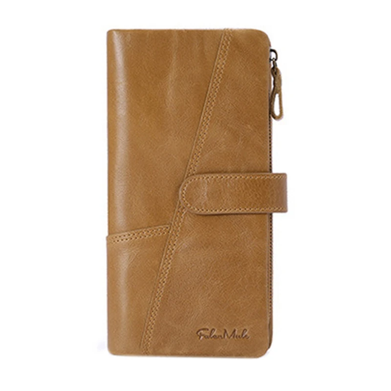 

Sendefn Retro Stitching Solid Color Long Fashion Beautiful Zipper Multi-Card Wallet