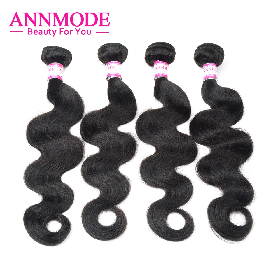 

Annmode Non Remy Hair 3/4 Bundles Peruvian Body Wave Hair Natural Color Human Hair Extensions Free Shipping