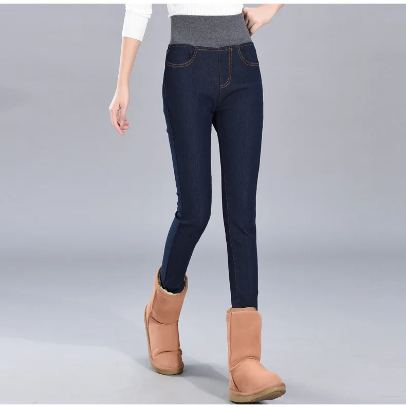 Зимние теплые джинсы новые утолщенные золотые бархатные джинсы женские эластичные брюки с высокой талией брюки