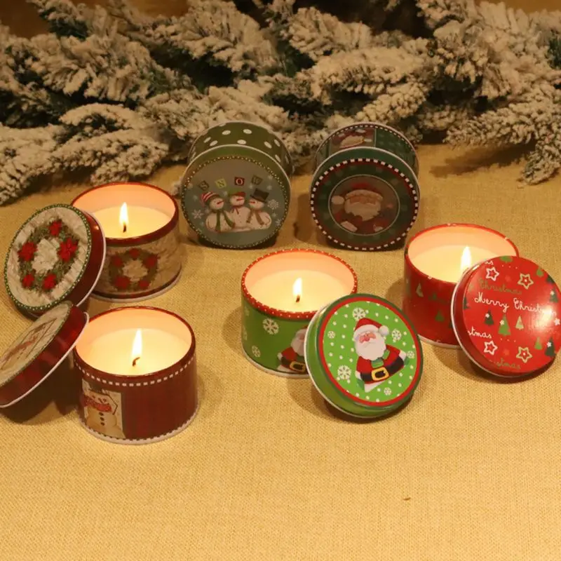 

1pcs Christmas Tin Can Fragrance Aromatherapy Scented Candle Natural Soy Wax Travel Premium New