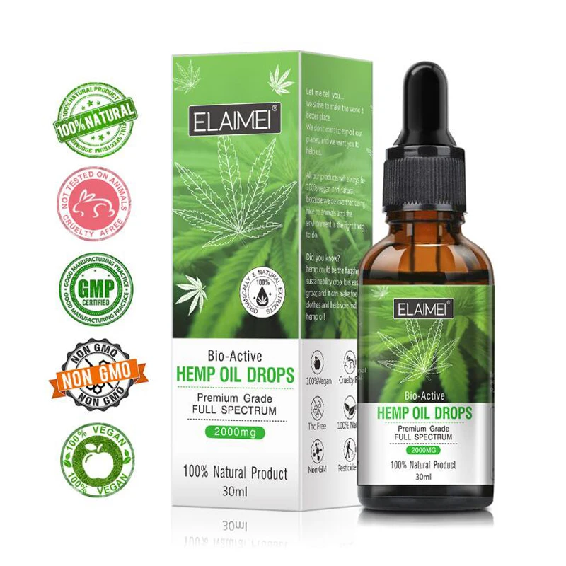 

30ml Organic Essential Oils Hemp Seed Oil 2000MG Herbal Drops Relieve Stress cbd Oil Facial Body Skin Care Help Sleep DROP SHIP
