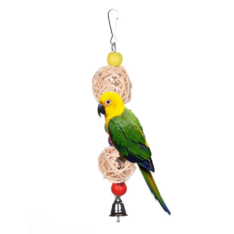 Parrot Pet Bird Bites Chew Toy Hanging Cockatiel Parakeet Climb Chewing Cage With Bell Bird Toys 1