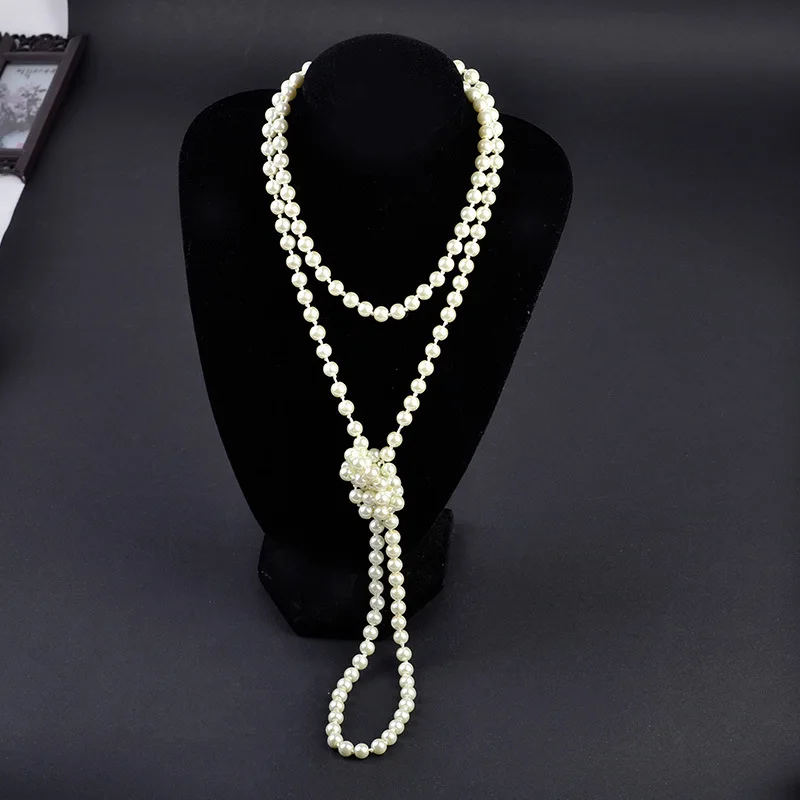 Pearls Necklace7 15 эко вечерние украшения в стиле арт-деко, модное ожерелье из искусственного жемчуга 1920 s, длинное жемчужное ожерелье для Гэтсби, вечерние ожерелья - Цвет: Pearls Necklace7
