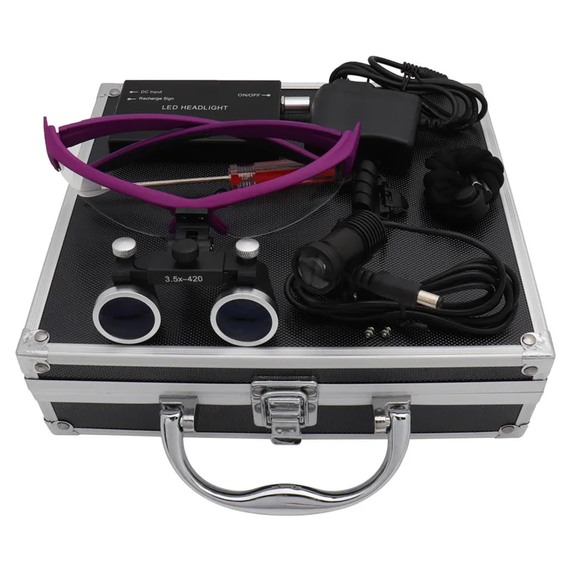 

5W Medical Headlight Dental Headlamp+2.5/3.5X Magnifying Glass Medical Magnifier Surgical Dental Loupes Plastic Surgery with Box