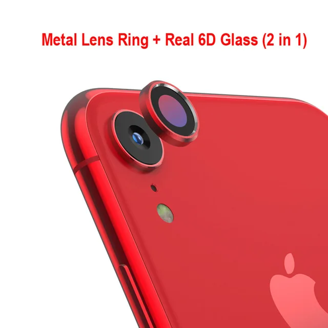 Задняя Камера объектив Экран протектор для iphone XR 6D закаленное Стекло металлическая задняя крышка для объектива Кольцо для макрообъектива чехол Крышка для iphone XR - Цвет: red
