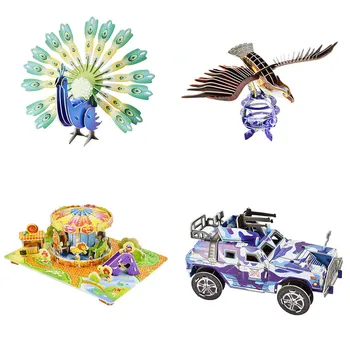 

Family leisure and entertainment 3D DIY Jigsaw Puzzle Castle Model Cartoon House Assembling Paper Toy Kid Early Learning H4